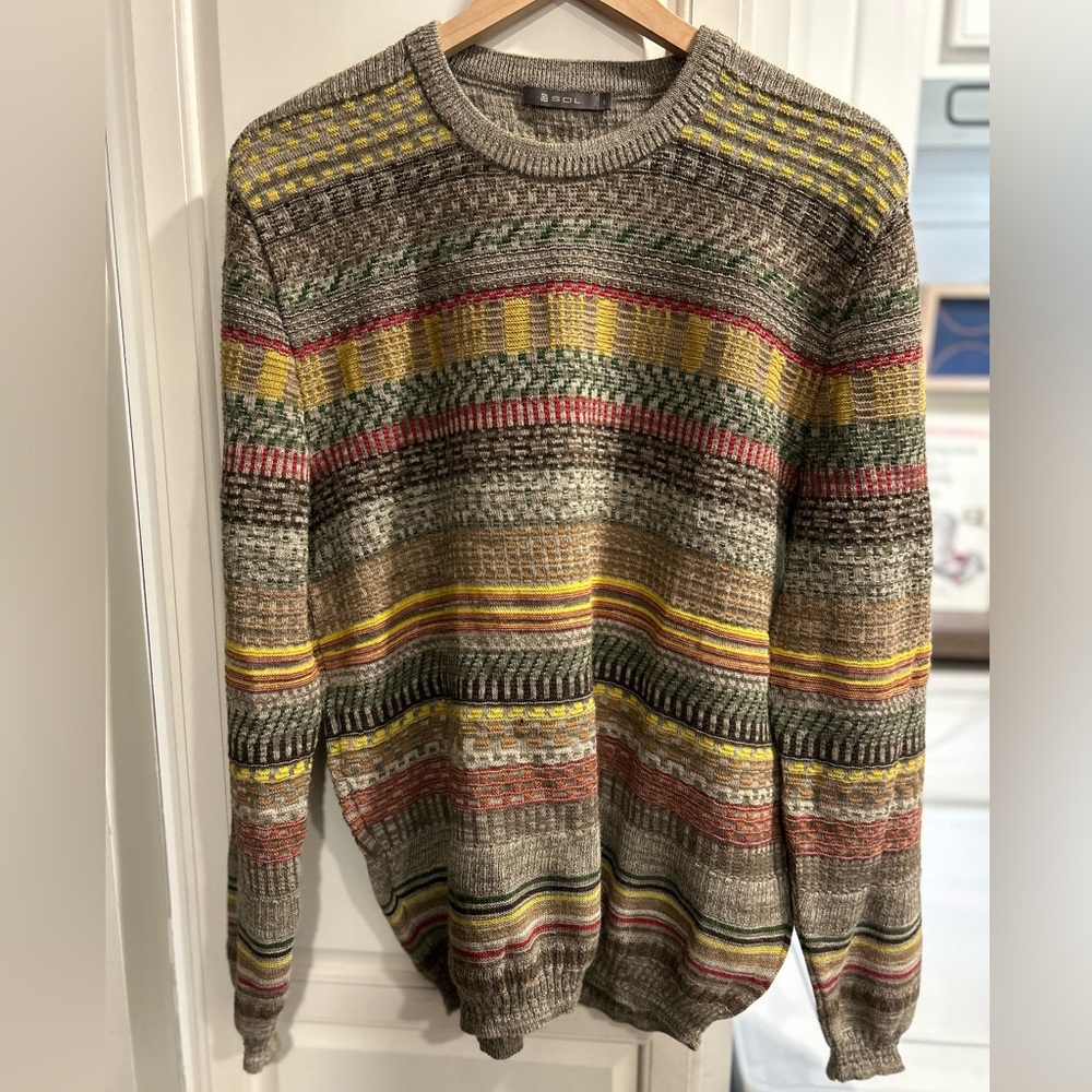 Sol Alpaca Multicolor Striped Crewneck Sweater